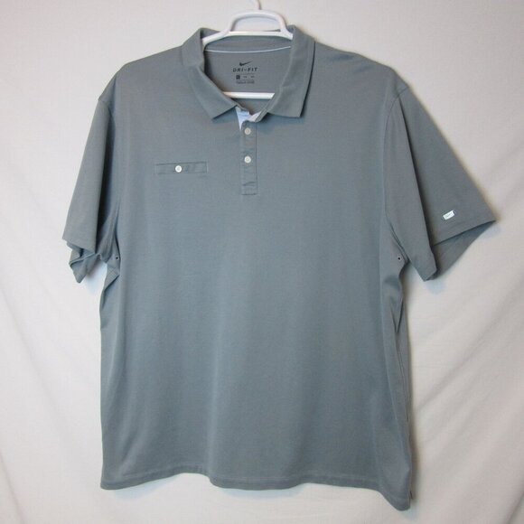 Nike Polo Collared Shirt Men's XXL Blue Teal Dri-Fit Golf Short Sleeve - Picture 1 of 6